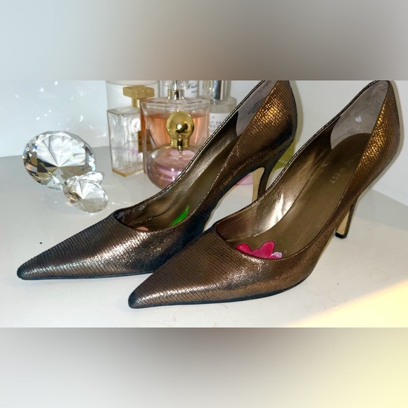 Nine West Bronze Metallic Pumps sz 8 - Picture 1 of 5